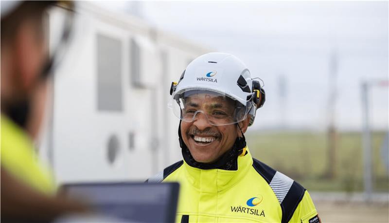 Two engineers on energy storage site