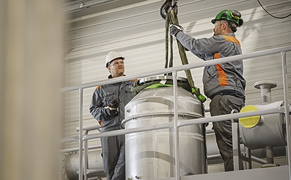 Wärtsilä engineers mounts a part of the CCS system