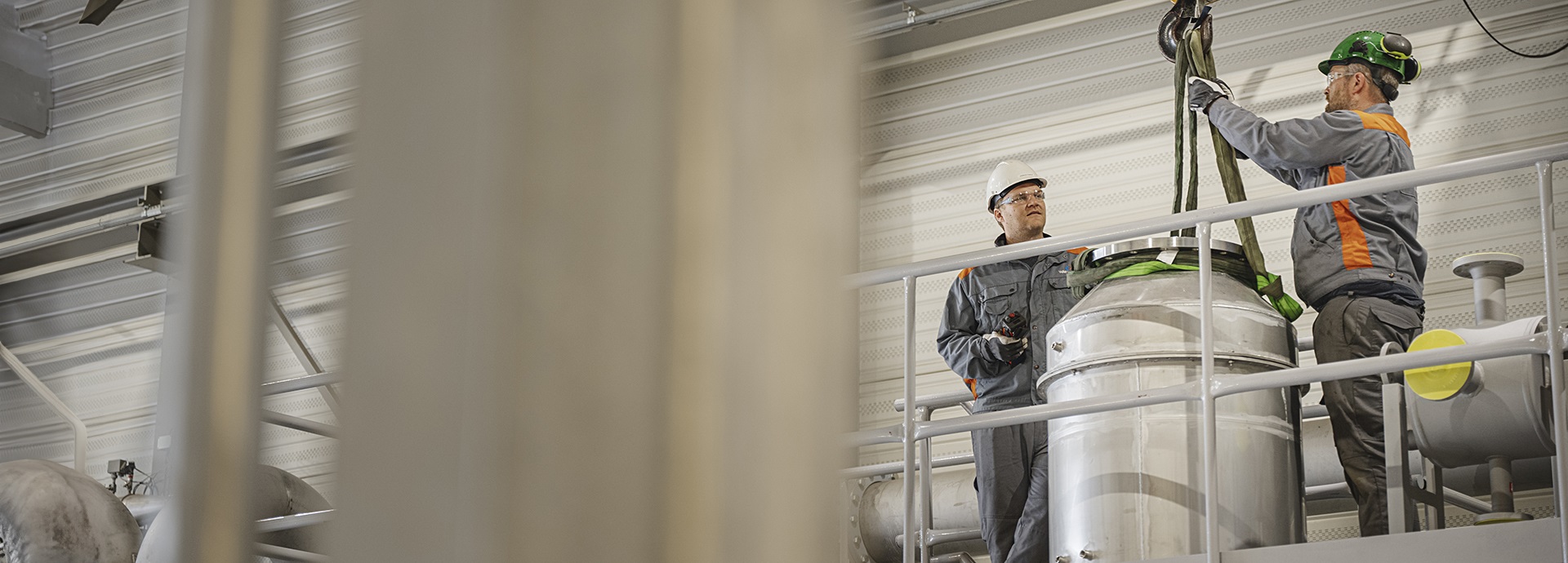 Wärtsilä engineers mounts a part of the CCS system