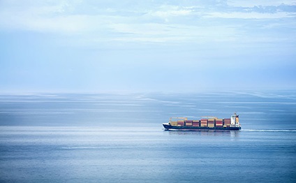 Cargo ship at sea