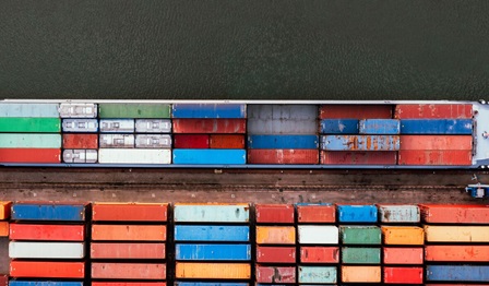 Container ship in harbour