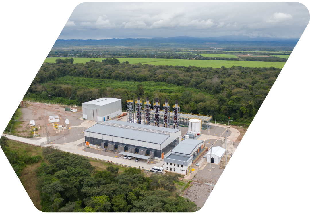 An aerial image of a power plant