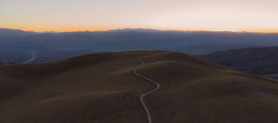 Aerial image of a road on a hill