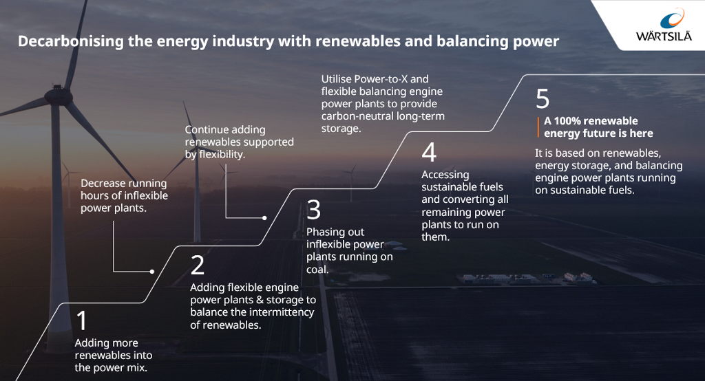 Infograph explaining the 5 steps to decarbonise the enery industry