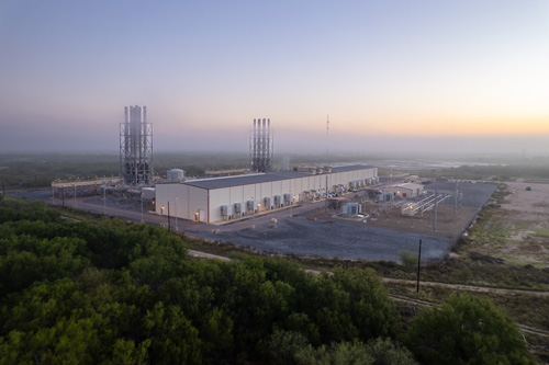 Aerial view of power plant.