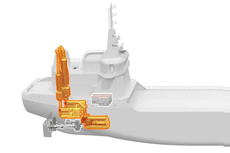 3D drawing of main engine on a vessel