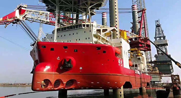 Wärtsilä transverse thrusters for heavy-lifting jack-up vessel De-Jian