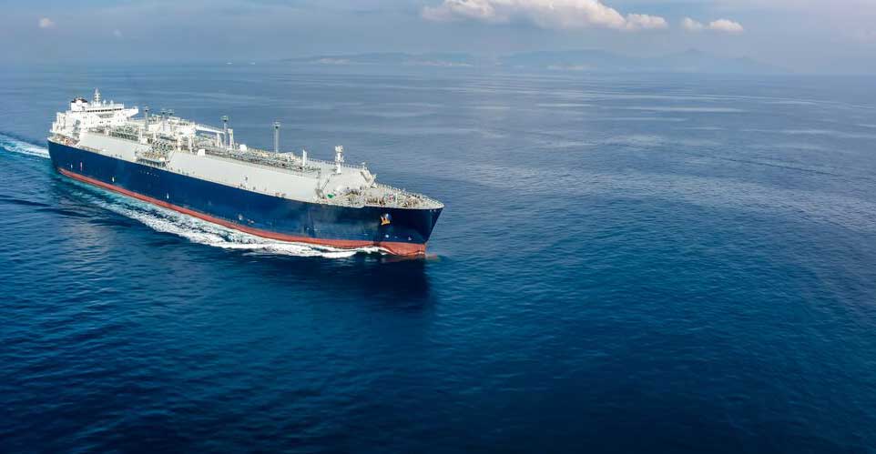 Gas tanker on open sea