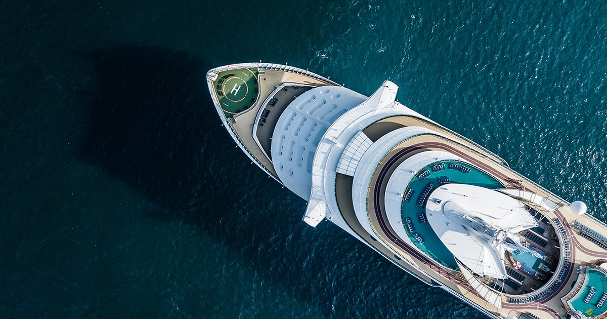 cruise ship from a bird's eye view