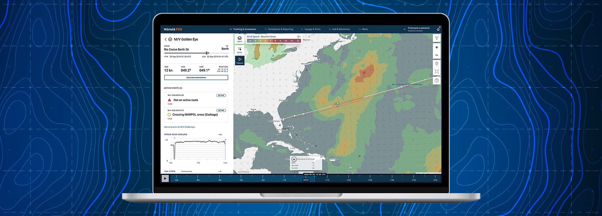 Tracking and awareness module show live vessel track