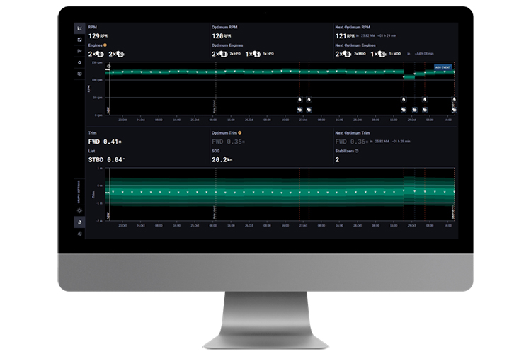 Monitor with Wartsila speed and engine screen