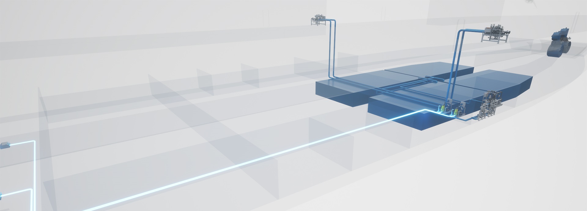 Methanol pipelines overview in 3D illustration