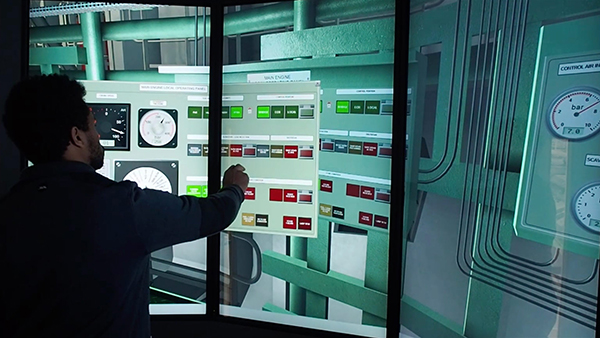 man using technological simulator