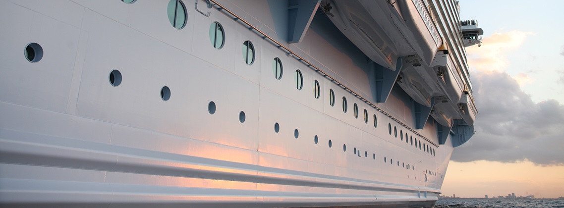 detail image of cruise liner with rescue boats