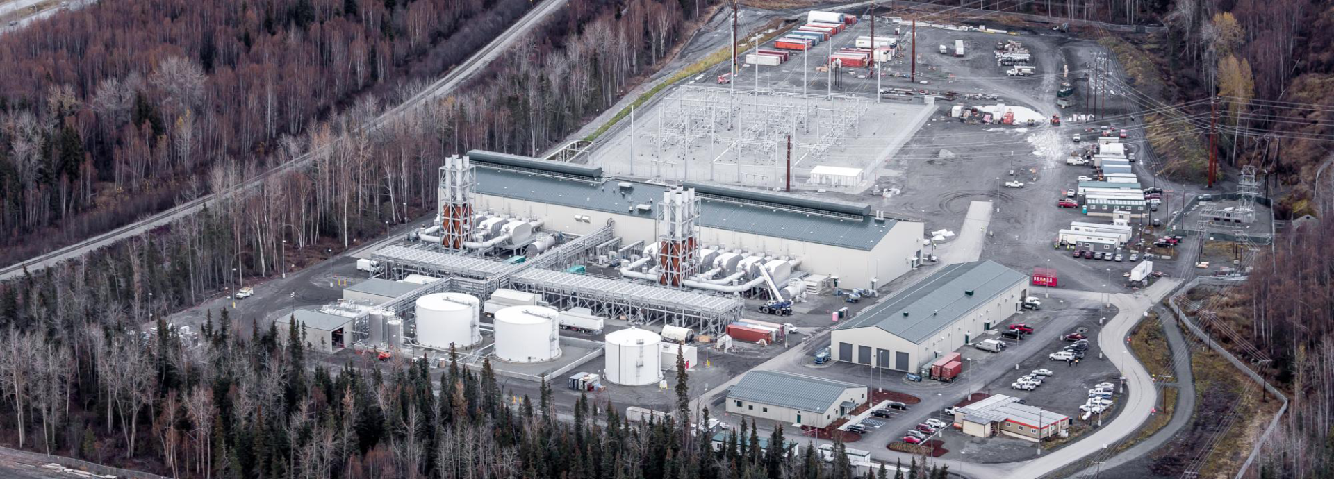 Aerial shot of a power plant
