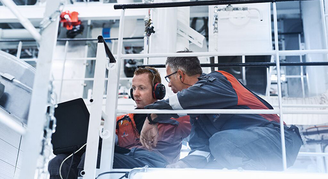 Wärtsilä employees in the engine room