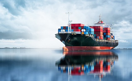 container ship on the sea