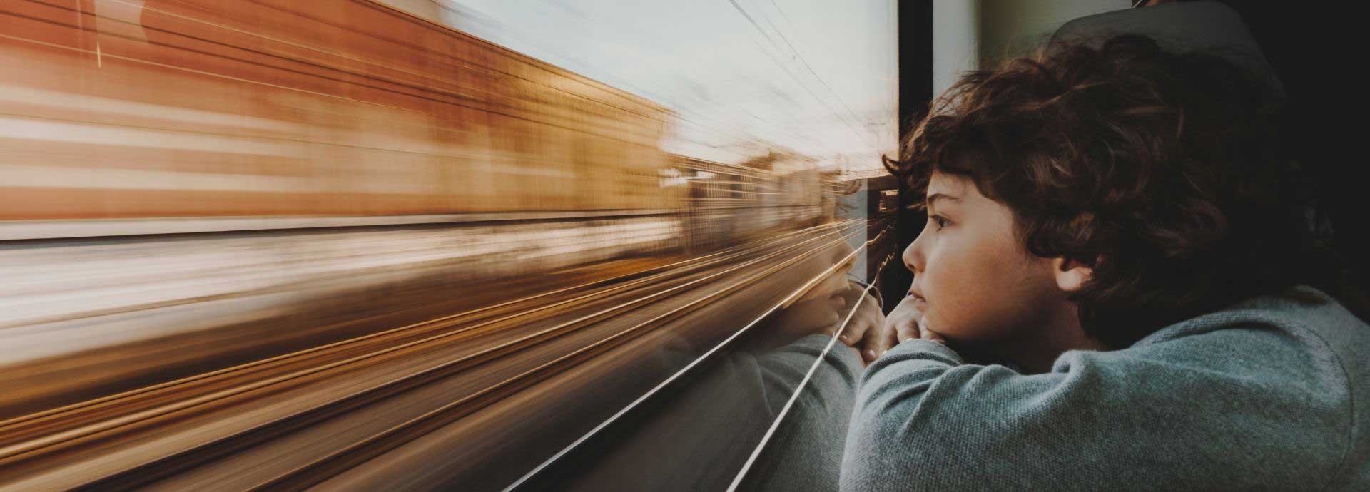 Boy on train