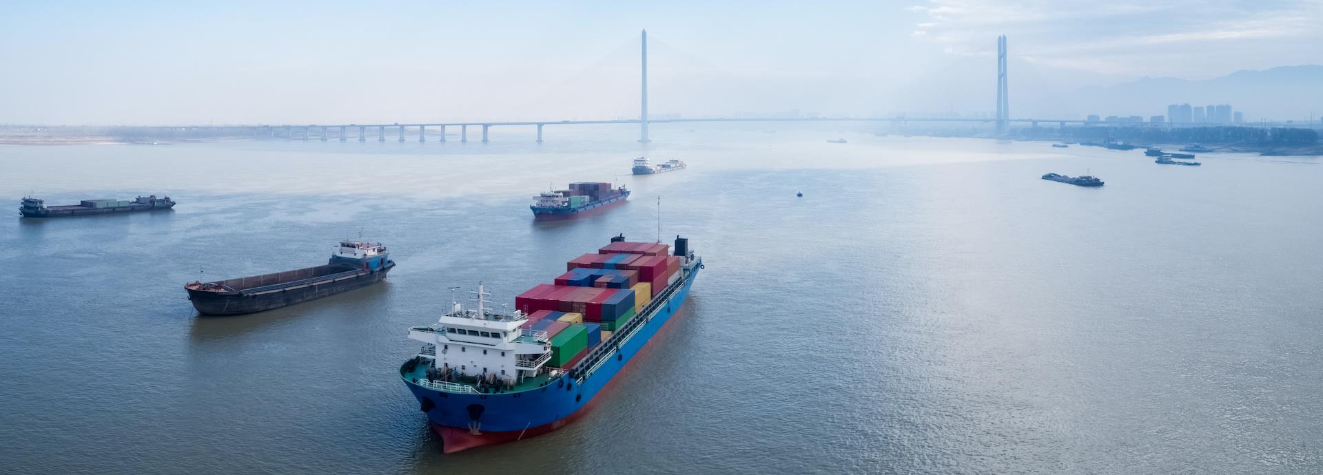 Ships arriving at port in Taiwan