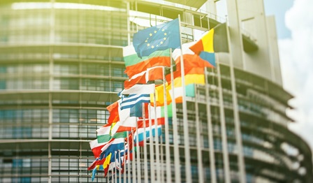 EU flags in Strasbourg